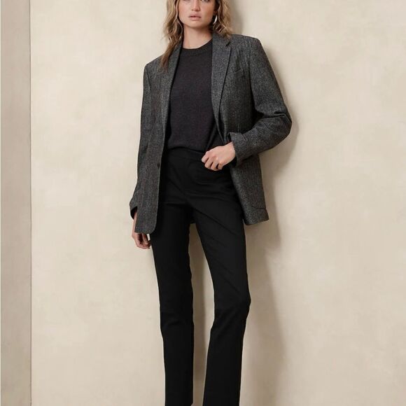 Banana republic wool blend black straight pants 0 new without tags, 31 inseam - Picture 1 of 6